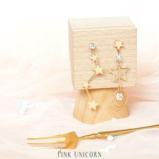 Non-matching Alloy Star Dangle Earring 1 Pair - Earrings - One Size