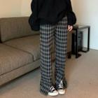 Houndstooth Wide Leg Pants Gray & Black - One Size