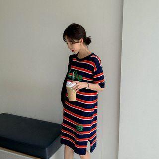 Letter Print Stripe Knit Dress