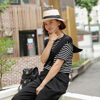 False-sleeve Stripe Knit Top