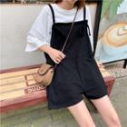 Sleeveless Plain High-waist Loose-fit Strappy Jumpsuit