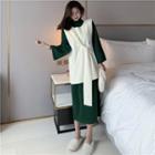 Plain Long-sleeve Loose-fit Knit Dress / Plain Sleeveless Top