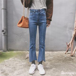 Arc-hem Boot-cut Washed Jeans