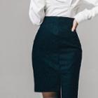 Asymmetric Hem Pencil Skirt