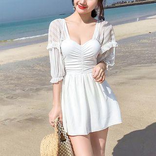 Puff Sleeve Swim Dress