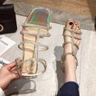 Iridescent Low-heel Sandals