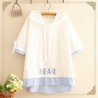 Stripe-panel Short-sleeve Hoodie