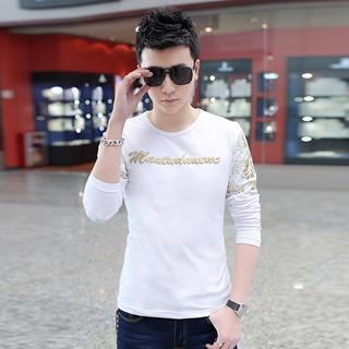 Long-sleeve Lettering & Pattern T-shirt