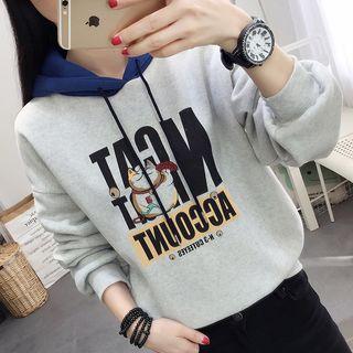 Cat Print Two-tone Hoodie