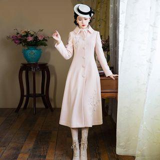 Embroidered Single-breasted A-line Coat