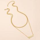 Lettering Pendant Alloy Necklace Gold - One Size