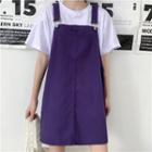 Pocket Detail Denim Mini Overall Dress / Short-sleeve Plain T-shirt