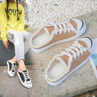 Lace-up Furry Mule Sneakers