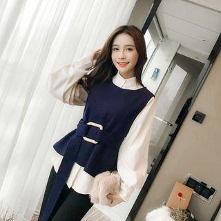 Set: Vest + Stand Collar Shirt