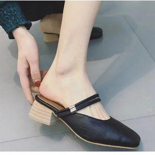 Square-toe Double-strap Mules