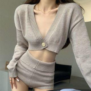 Cropped Cardigan / Knit Hot Pants
