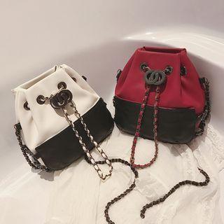 Chain Strap Color Panel Bucket Bag