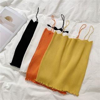 Plain Ruffled-trim Knit Camisole Top