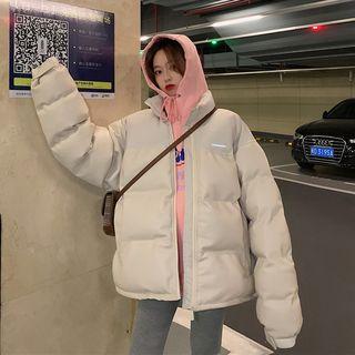 Lettering Oversize Hoodie / Zip Padded Coat