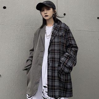 Plaid Two-tone Single-breasted Blazer