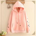 Floral Embroidered Fleece-lining Hoodie