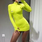 Long-sleeve Letter Mini Bodycon Dress