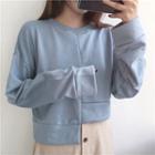 Long-sleeve Asymmetric Plain Pullover