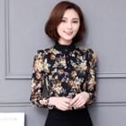 Frill Collar Long Sleeve Lace Blouse