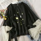 Patchwork Embroidered Loose-fit Sweatshirt Black - One Size