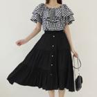 Button-through Tiered Long Skirt