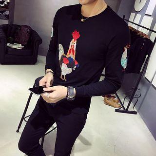 Rooster Embroidered Long-sleeve T-shirt