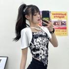 Short-sleeve Mock Two Piece Printed T-shirt