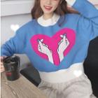 Long Sleeve Print Cropped Pullover As Shown In Figure - One Size