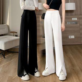 High Waist Slit Wide Leg Pants (various Designs)