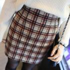 Zip-back Plaid Mini Skirt