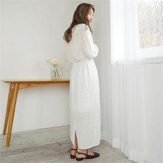 Frilled-detail Dotted Midi Dress