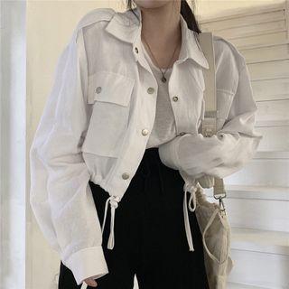 Drawstring Cargo Crop Jacket