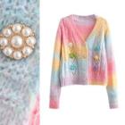 Floral Cardigan H517 - Yellow & Pink & Blue - One Size