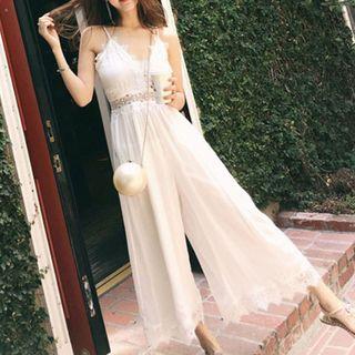 Spaghetti Strap Lace Panel Jumpsuit