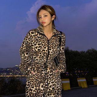 Leopard Cropped Zip-up Jacket