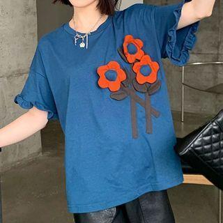 Short-sleeve Floral Accent T-shirt