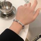 Faux Cat Eye Stone Alloy Bracelet 1 Pc - Silver - One Size
