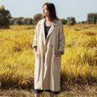 Pocketed Trench Coat Beige - One Size