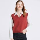 Plain V Neck Crop Knit Vest