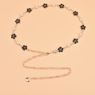 Floral Rhinestone Chain Belt