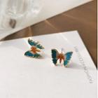Butterfly Glaze Earring 1 Pair - Butterfly Stud Earrings - Blue - One Size