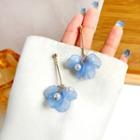 Petal Faux Pearl Fringed Earring 1 Pair - Earrings - S925 Silver - Petal - Blue - One Size