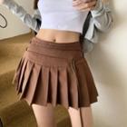 Drawstring Mini Pleated Skirt