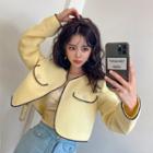 Flower-button Flap Tweed Jacket