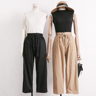Set: Sleeveless Top + Tie-waist Pants